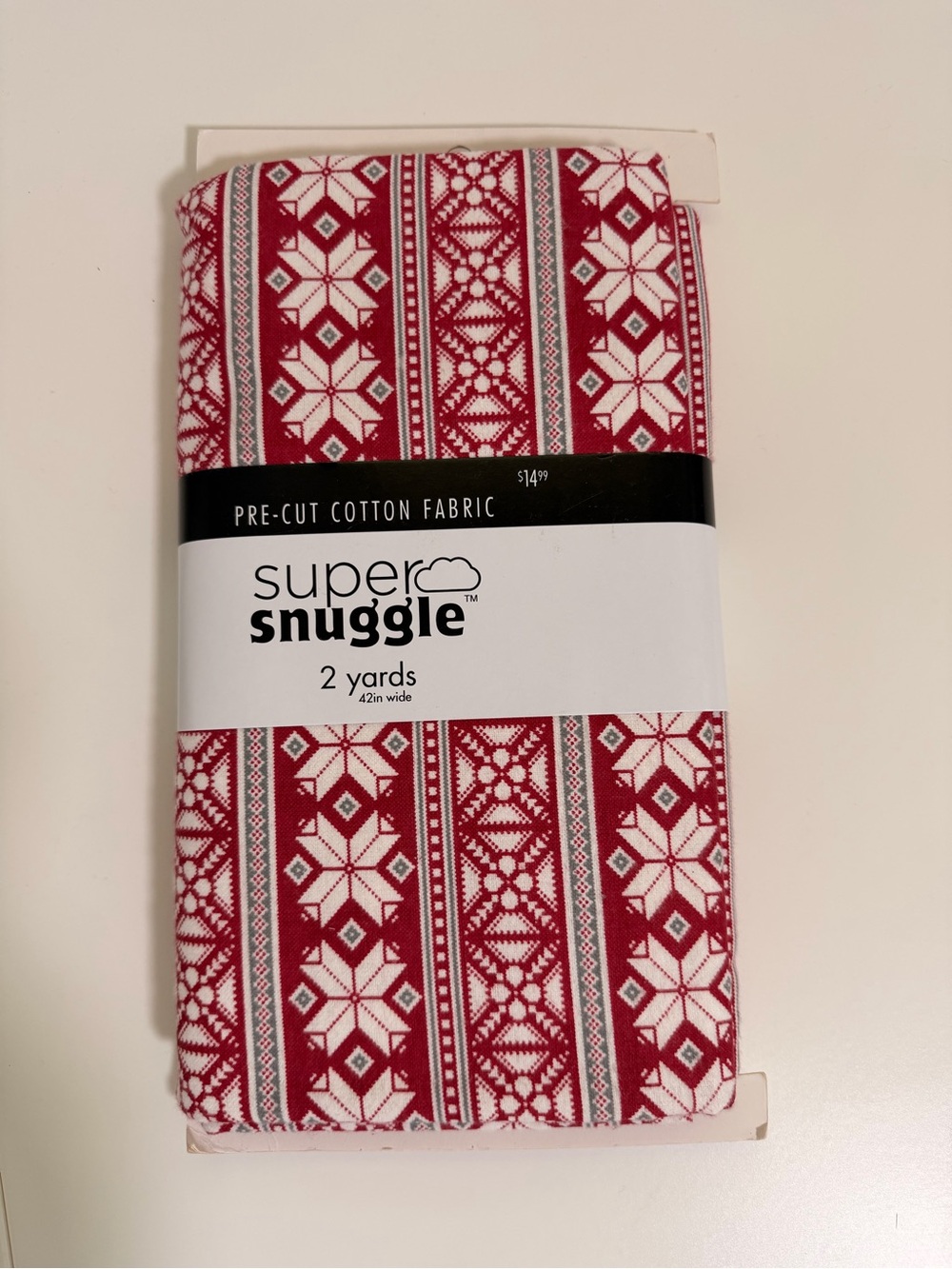 Super Snuggle Pre-Cut Cotton Flannel Fabric - Red & White Fairisle